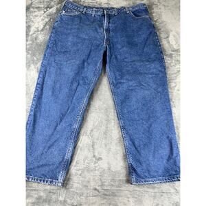 Men’s 46×30 Carhartt Rugged Flex Fleece‑Lined Jeans Dark Blue Relaxed Fit good